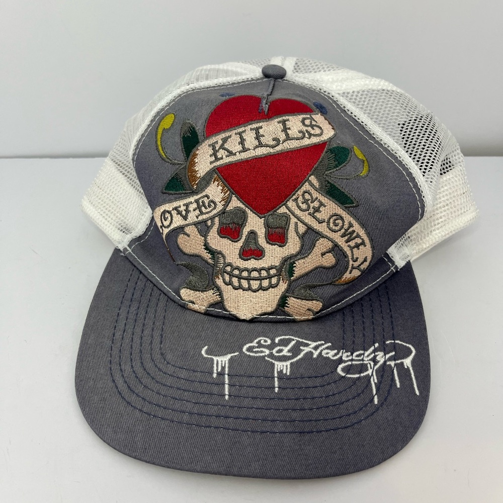 Ed Hardy Hat Cap Snapback Mesh Trucker Skull Love Kills Slowly